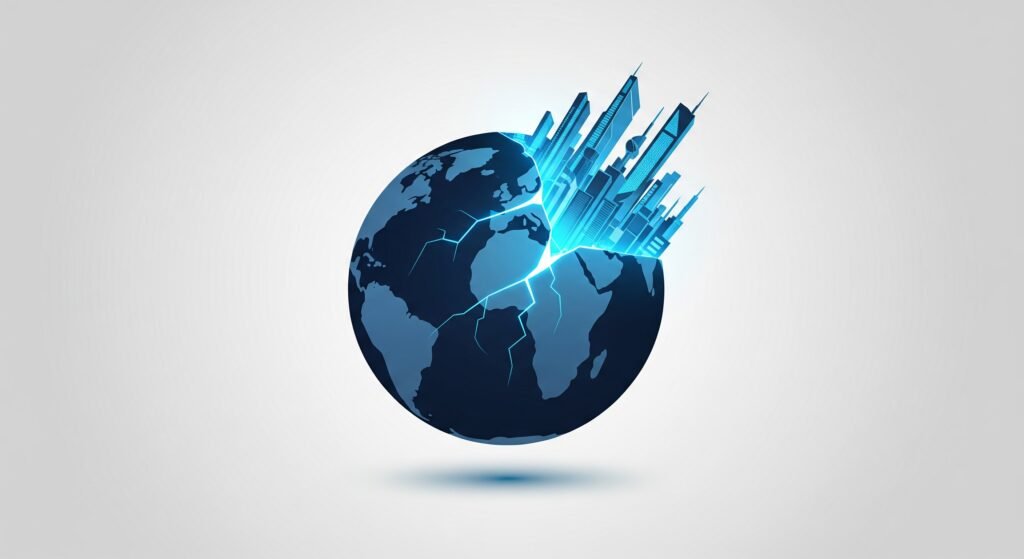 Illustration de la fracture du marché immobilier mondial et de l'émergence d'une nouvelle réalité digitale