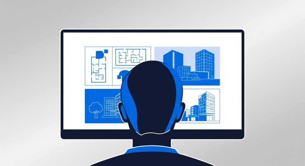 Acheteur potentiel recherchant un projet immobilier neuf en ligne grâce au marketing digital