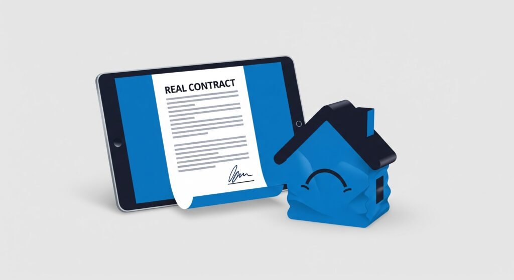 Illustration de l'échec de la bulle de vente face au succès d'un contrat immobilier digital